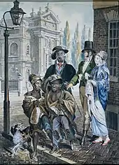 Questioning Chimney Sweeps before Christ Church, a c. 1813 portrait by John Lewis Krimmel