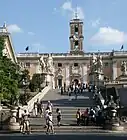 The "Cordonata" access to Piazza del Campidoglio, with the statues of the Dioscuri
