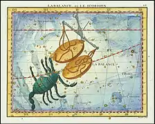"Libra and Scorpio". Star map by John Flamsteed, 1776