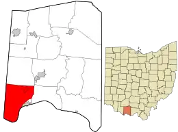 Location in Adams County and the state of Ohio.