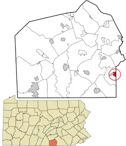 Location in Adams County and the state of Pennsylvania.