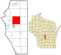 Location in Adams County and the state of Wisconsin.