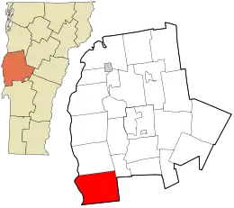 Location in Addison County and the state of Vermont.
