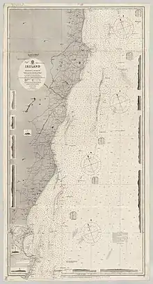 Admiralty Chart No 1787 Ireland Wexford to Wicklow, Published 1875