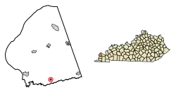 Location of Blandville in Ballard County, Kentucky