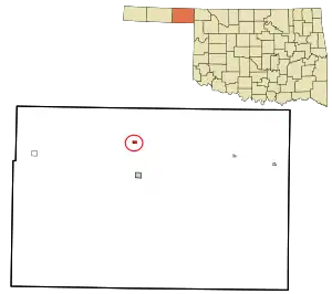 Location in Beaver County and state of Oklahoma.