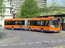 Image 43An articulated Wright Eclipse Fusion, bending as it drives round a corner. (from Articulated bus)