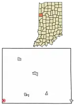 Location of Ambia in Benton County, Indiana.