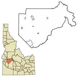Location of Horseshoe Bend in Boise County, Idaho.