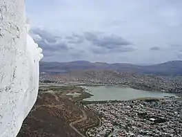 Alalay Lake and Cochabamba as seen from Cristo de la Concordia