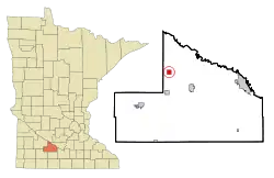 Location of Evan, Minnesota