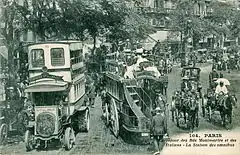 Image 120Left, double-decker bus Schneider Brillié P2; Centre, double decker horse-drawn omnibus in Paris, France. (from Double-decker bus)