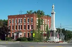 Caledonia Village Inn and Civil War monument, August 2010
