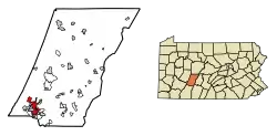 Location of Johnstown in Cambria County, Pennsylvania
