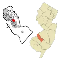 Map of Echelon CDP in Camden County. Right: Location of Camden County in New Jersey.