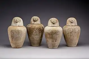 Canopic jars of Ruiu; 1504–1447 BC; painted pottery; Metropolitan Museum of Art (New York City)