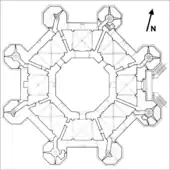 The octagonal plan of the Castel del Monte.