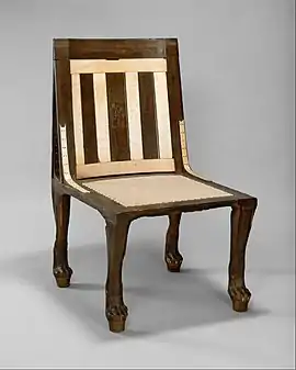 Chair of Reniseneb; 1450 BC; wood, ebony & ivory; height: 86.2 cm; Metropolitan Museum of Art