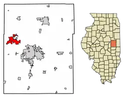 Location of Mahomet in Champaign County, Illinois.