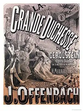 A poster to advertise a production of La Grande Duchesse de Gérolstein in 1868
