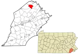 Location in Chester County and the state of Pennsylvania.