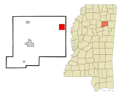 Location of Okolona, Mississippi