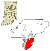 Location of Jeffersonville in Clark County, Indiana