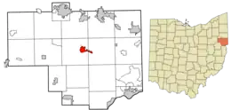 Location of Lisbon in Columbiana County and in the State of Ohio