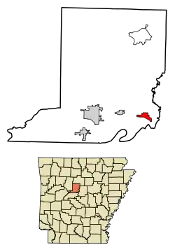 Location of Menifee in Conway County, Arkansas.