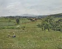 Children playing on a summer meadow