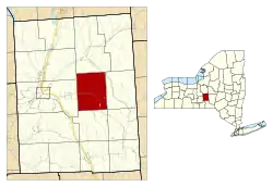 Location within Cortland County and New York