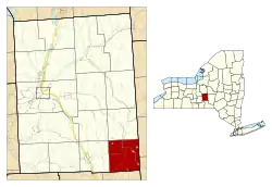 Location within Cortland County and New York