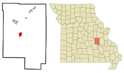 Location of Steelville, Missouri