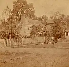 "The Old Tailor Shop, which Ex-Pres. Johnson once occupied as tailor," from a series of stereographic views made 1875 by L.W. Keen