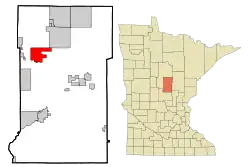 Location of Breezy Pointwithin Crow Wing County, Minnesota