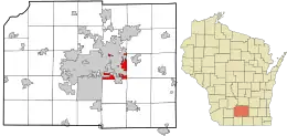 Location in Dane County and the state of Wisconsin.