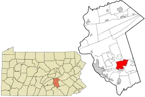 Location in Dauphin County and state of Pennsylvania.