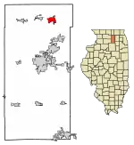 Location of Genoa in DeKalb County, Illinois.