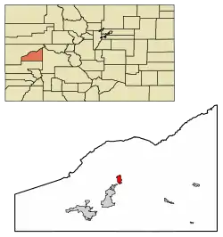 Location of the Town of Cedaredge in Delta County, Colorado.