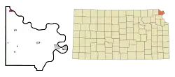 Location within Doniphan County and Kansas