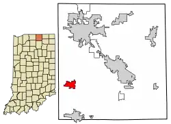 Location of Wakarusa in Elkhart County, Indiana.