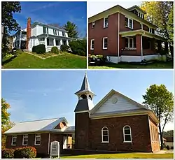 National Register of Historic Places at Ellett, Virginia.
Top: Earhart House and Blankenship Farm
Bottom: Trinity United Methodist Church