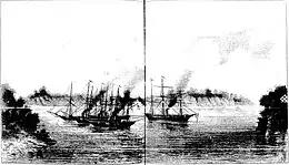 The Ypiranga, Mearim, Araguary and Iguatemy trying to refloat the Jequitinhonha.