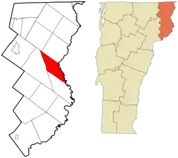 Location in Essex County and the state of Vermont.