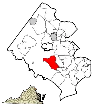 Location of Burke in Fairfax County, Virginia