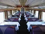 The first-class restaurant car on The Ghan (standard gauge), 2009