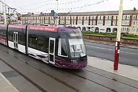 Flexity 2 type tram No. 011 at Burlington Road West tram stop
