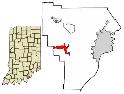 Location of Georgetown in Floyd County, Indiana.