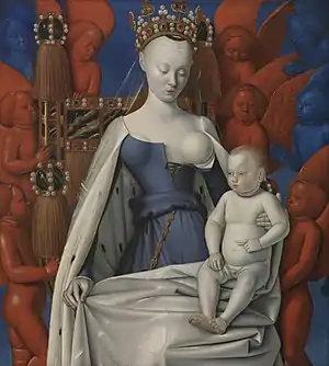 Virgin and Child Surrounded by Angels, Melun Diptych by Jean Fouquet, c. 1450