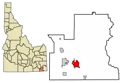 Location of Preston in Franklin County, Idaho.